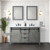Lexora Marsyas 60" Ash Grey Double Vanity Cabinet, White Quartz Top, White Square Sinks and 24" Mirrors w/ Faucets
