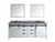 Lexora Marsyas 80" White Double Vanity Cabinet, Grey Quartz Top, White Square Sinks and 30" Mirrors w/ Faucets