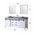 Lexora Marsyas 80" White Double Vanity Cabinet, Grey Quartz Top, White Square Sinks and 30" Mirrors w/ Faucets