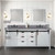 Lexora Marsyas 80" White Double Vanity Cabinet, Grey Quartz Top, White Square Sinks and 30" Mirrors w/ Faucets