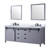 Lexora Marsyas 80" Dark Grey Double Vanity Cabinet, White Carrara Marble Top, White Square Sinks and 30" Mirrors w/ Faucets