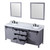Lexora Marsyas 80" Dark Grey Double Vanity Cabinet, White Carrara Marble Top, White Square Sinks and 30" Mirrors w/ Faucets