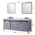Lexora Marsyas 80" Dark Grey Double Vanity Cabinet, White Carrara Marble Top, White Square Sinks and 30" Mirrors w/ Faucets