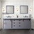 Lexora Marsyas 80" Dark Grey Double Vanity Cabinet, White Carrara Marble Top, White Square Sinks and 30" Mirrors w/ Faucets