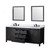 Lexora Marsyas 80" Brown Double Vanity Cabinet, White Quartz Top, White Square Sinks and 30" Mirrors w/ Faucets