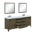 Lexora Marsyas 80" Rustic Brown Double Vanity, White Quartz Top, White Square Sinks and 30" Mirrors w/ Faucets