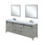 Lexora Marsyas 80" Ash Grey Double Vanity Ash Grey, White Quartz Top, White Square Sinks and 30" Mirrors w/ Faucets