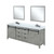 Lexora Marsyas 80" Ash Grey Double Vanity Cabinet Ash Grey, White Quartz Top, White Square Sinks and 30" Mirrors w/ Faucets