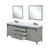 Lexora Marsyas 80" Ash Grey Double Vanity Cabinet Ash Grey, White Quartz Top, White Square Sinks and 30" Mirrors w/ Faucets