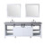 Lexora Marsyas 84" White Double Vanity, Grey Quartz Top, White Square Sinks and 34" Mirrors w/ Faucets