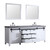 Lexora Marsyas 84" White Double Vanity, Grey Quartz Top, White Square Sinks and 34" Mirrors w/ Faucets