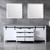 Lexora Marsyas 84" White Double Vanity, Grey Quartz Top, White Square Sinks and 34" Mirrors w/ Faucets