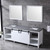 Lexora Marsyas 84" White Double Vanity, Grey Quartz Top, White Square Sinks and 34" Mirrors w/ Faucets