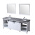 Lexora Marsyas 84" White Double Vanity, Grey Quartz Top, White Square Sinks and 34" Mirrors w/ Faucets