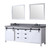 Lexora Marsyas 84" White Double Vanity Cabinet, Grey Quartz Top, White Square Sinks and 34" Mirrors w/ Faucets