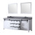 Lexora Marsyas 84" White Double Vanity Cabinet, Grey Quartz Top, White Square Sinks and 34" Mirrors w/ Faucets