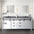 Lexora Marsyas 84" White Double Vanity Cabinet, Grey Quartz Top, White Square Sinks and 34" Mirrors w/ Faucets