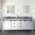 Lexora Marsyas 84" White Double Vanity Cabinet, Grey Quartz Top, White Square Sinks and 34" Mirrors w/ Faucets