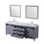 Lexora Marsyas 84" Dark Grey Double Vanity, White Carrara Marble Top, White Square Sinks and 34" Mirrors w/ Faucets