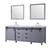 Lexora Marsyas 84" Dark Grey Double Vanity, White Carrara Marble Top, White Square Sinks and 34" Mirrors w/ Faucets