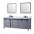 Lexora Marsyas 84" Dark Grey Double Vanity Cabinet, White Carrara Marble Top, White Square Sinks and 34" Mirrors w/ Faucets