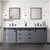 Lexora Marsyas 84" Dark Grey Double Vanity Cabinet, White Carrara Marble Top, White Square Sinks and 34" Mirrors w/ Faucets