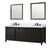 Lexora Marsyas 84" Brown Double Vanity Cabinet, White Quartz Top, White Square Sinks and 34" Mirrors w/ Faucets