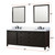 Lexora Marsyas 84" Brown Double Vanity Cabinet, White Quartz Top, White Square Sinks and 34" Mirrors w/ Faucets