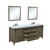 Lexora Marsyas 84" Rustic Brown Double Vanity, White Quartz Top, White Square Sinks and 34" Mirrors w/ Faucets