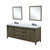 Lexora Marsyas 84" Rustic Brown Double Vanity Cabinet, White Quartz Top, White Square Sinks and 34" Mirrors w/ Faucets