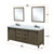Lexora Marsyas 84" Rustic Brown Double Vanity Cabinet, White Quartz Top, White Square Sinks and 34" Mirrors w/ Faucets