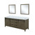 Lexora Marsyas 84" Rustic Brown Double Vanity Cabinet, White Quartz Top, White Square Sinks and 34" Mirrors