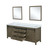 Lexora Marsyas 84" Rustic Brown Double Vanity Cabinet, White Quartz Top, White Square Sinks and 34" Mirrors