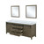 Lexora Marsyas 84" Rustic Brown Double Vanity Cabinet, White Quartz Top, White Square Sinks and 34" Mirrors