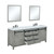 Lexora Marsyas 84" Ash Grey Double Vanity, White Quartz Top, White Square Sinks and 34" Mirrors w/ Faucets