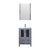 Lexora Volez 24" Dark Grey Single Vanity Cabinet, Integrated Top, White Integrated Square Sink and 22" Mirror w/ Faucet