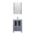 Lexora Volez 24" Dark Grey Single Vanity Cabinet, Integrated Top, White Integrated Square Sink and 22" Mirror w/ Faucet