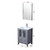 Lexora Volez 24" Dark Grey Single Vanity Cabinet, Integrated Top, White Integrated Square Sink and 22" Mirror w/ Faucet
