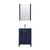Lexora Volez 24" Navy Blue Single Vanity Cabinet, Integrated Top, White Integrated Square Sink and 22" Mirror w/ Faucet