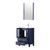Lexora Volez 24" Navy Blue Single Vanity Cabinet, Integrated Top, White Integrated Square Sink and 22" Mirror w/ Faucet