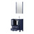 Lexora Volez 24" Navy Blue Single Vanity Cabinet, Integrated Top, White Integrated Square Sink and 22" Mirror w/ Faucet