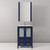 Lexora Volez 24" Navy Blue Single Vanity Cabinet, Integrated Top, White Integrated Square Sink and 22" Mirror w/ Faucet