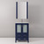 Lexora Volez 24" Navy Blue Single Vanity Cabinet, Integrated Top, White Integrated Square Sink and 22" Mirror w/ Faucet