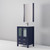 Lexora Volez 24" Navy Blue Single Vanity Cabinet, Integrated Top, White Integrated Square Sink and 22" Mirror w/ Faucet
