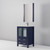 Lexora Volez 24" Navy Blue Single Vanity Cabinet, Integrated Top, White Integrated Square Sink and 22" Mirror w/ Faucet