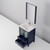 Lexora Volez 24" Navy Blue Single Vanity Cabinet, Integrated Top, White Integrated Square Sink and 22" Mirror w/ Faucet