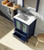 Lexora Volez 24" Navy Blue Single Vanity Cabinet, Integrated Top, White Integrated Square Sink and 22" Mirror w/ Faucet