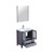 Lexora Volez 30" Dark Grey Single Vanity, Integrated Top, White Integrated Square Sink and 28" Mirror w/ Faucet