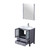 Lexora Volez 30" Dark Grey Single Vanity Cabinet, Integrated Top, White Integrated Square Sink and 28" Mirror w/ Faucet