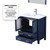 Lexora Volez 30" Navy Blue Single Vanity Cabinet, Integrated Top, White Integrated Square Sink and 28" Mirror w/ Faucet